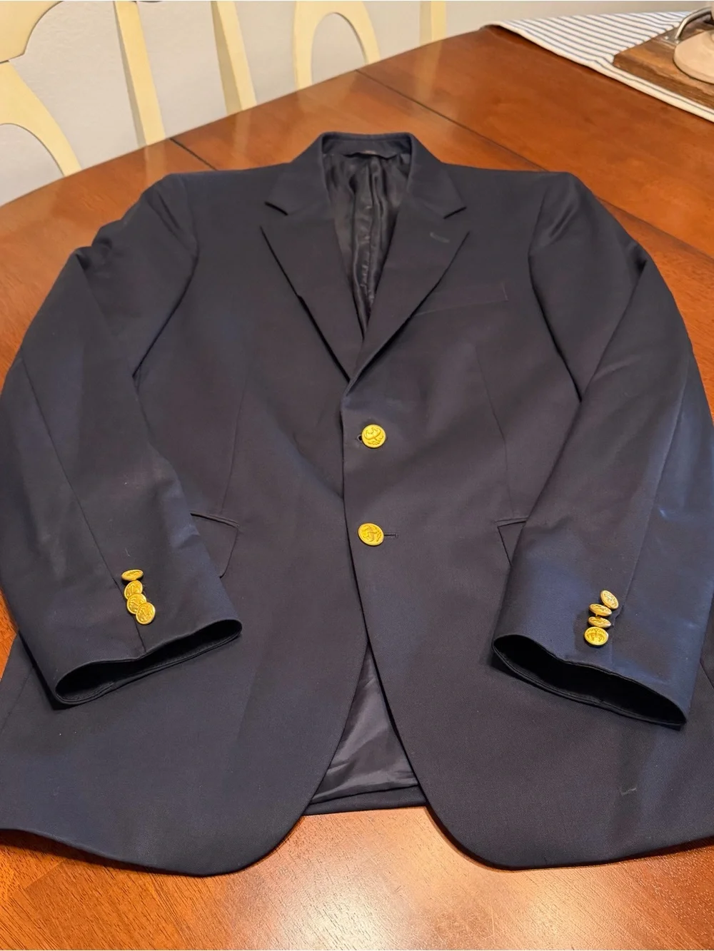 Brooks Brothers 346 Gold 2-Button Blazer Navy Blue Men’s Size 38 R Sport Coat